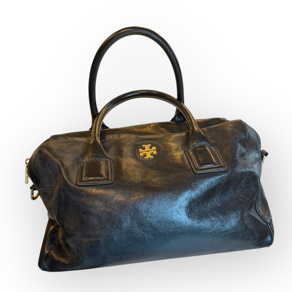 Tory Burch Black Leather Satchel Tote